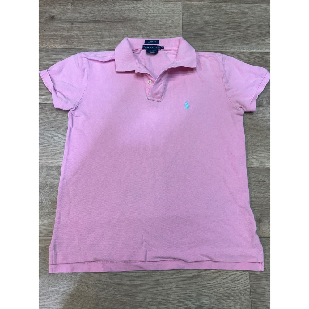 Ralph Lauren Kids Pink Classic Fit Cotton Mesh Polo Shirt Size S Pony Logo